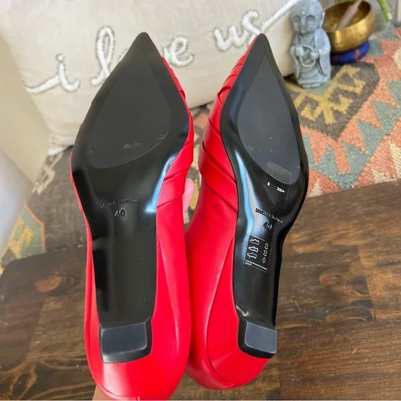 COS Crisscross Strap Premium Nappa Leather Pointed Flats Red EU40 US9 - Picture 16 of 17